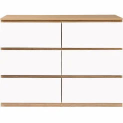 IDMarket Commode 6 tiroirs blanche et bois façon hêtre* Meubles Tiroirs|Collection Design