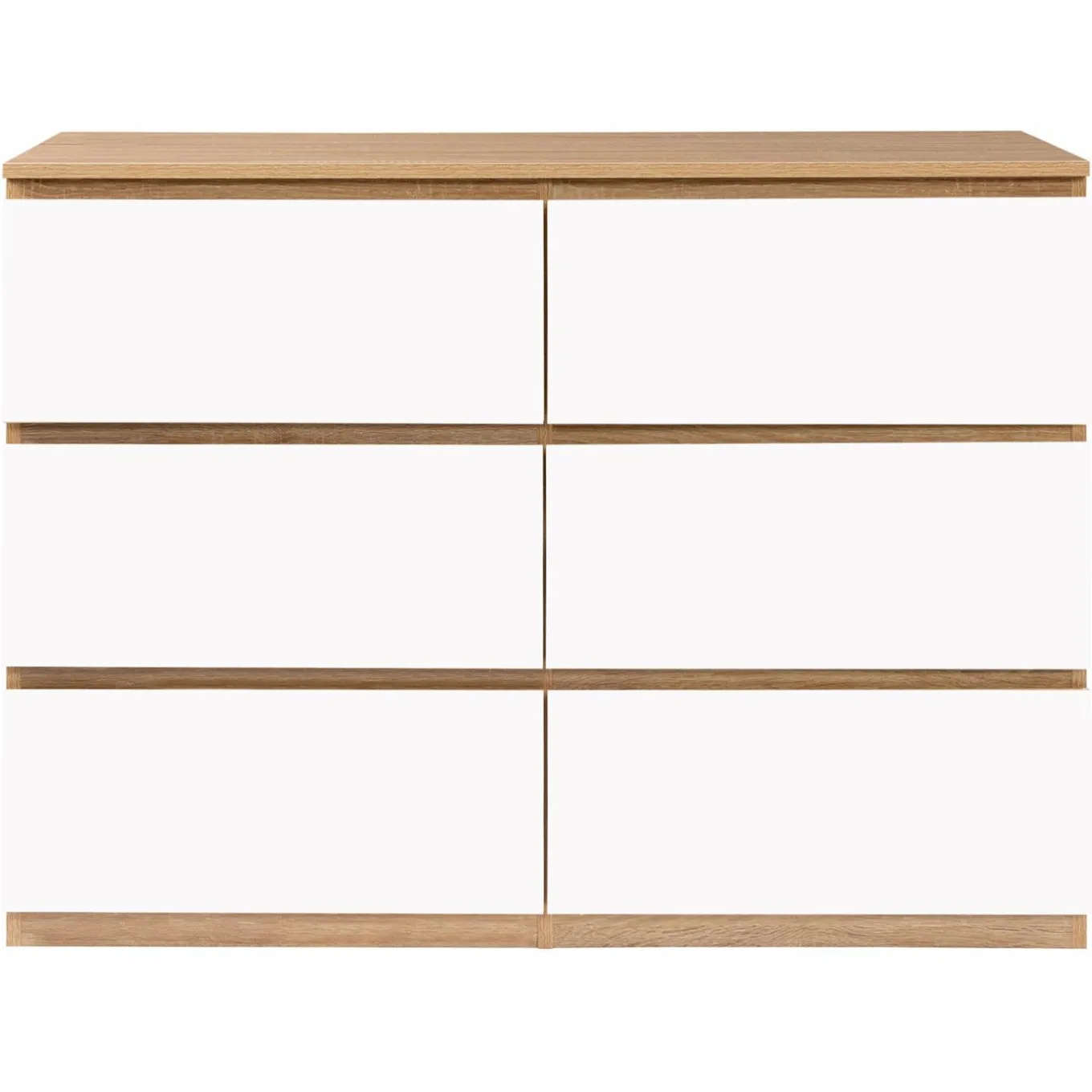 IDMarket Commode 6 tiroirs blanche et bois façon hêtre* Meubles Tiroirs|Collection Design