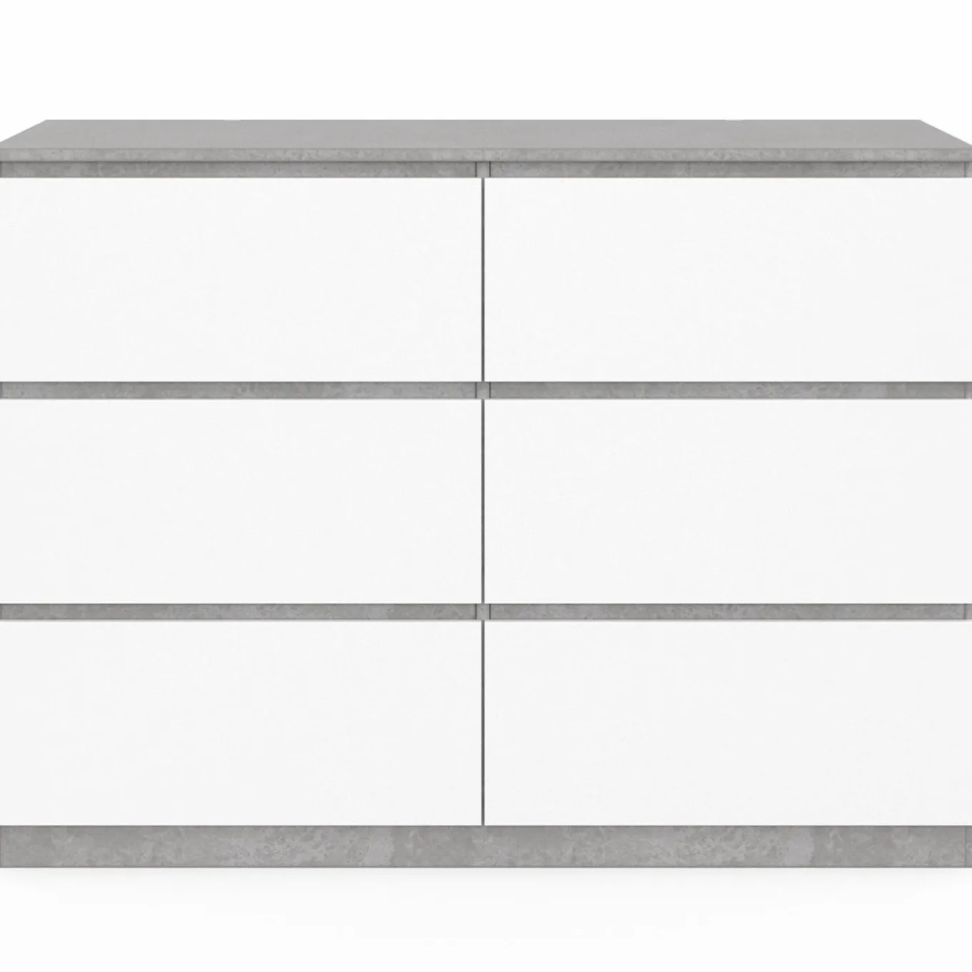 IDMarket Commode 6 tiroirs blanche effet béton* Meubles Tiroirs|Meubles Bas