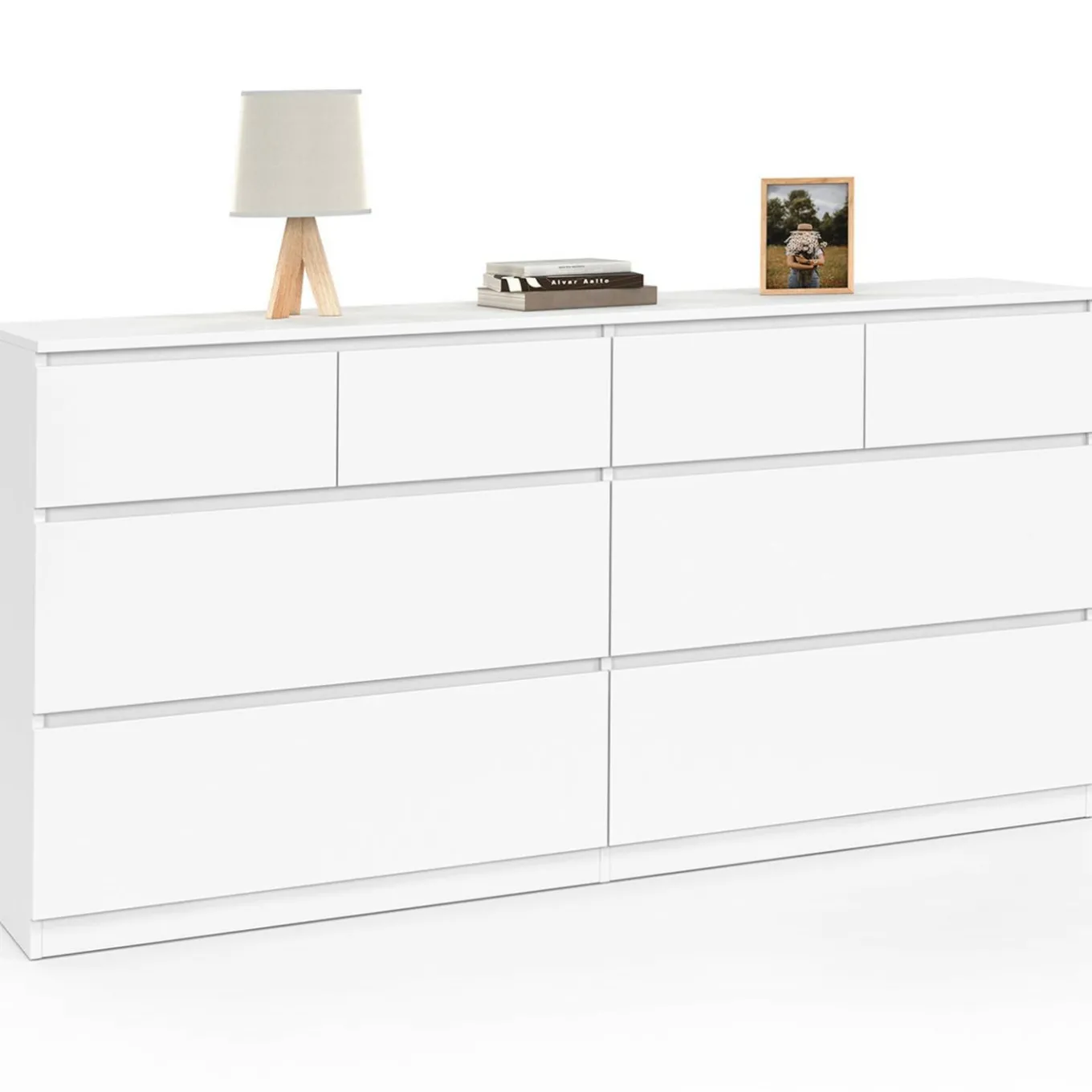 IDMarket Commode 8 tiroirs bois blanc 160 cm* Collection Contemporaine|Commodes