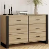 IDMarket Commode 6 tiroirs bois et noir* Meubles Tiroirs|Meubles Bas