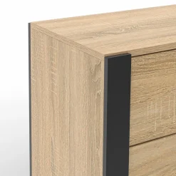 IDMarket Commode 6 tiroirs bois et noir* Meubles Tiroirs|Meubles Bas