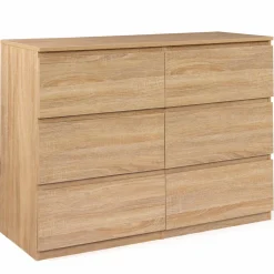 IDMarket Commode 6 tiroirs bois façon hêtre 110x80 cm* Meubles Tiroirs|Meubles En Bois