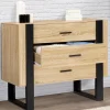 IDMarket Commode 3 tiroirs design bois et pieds noir* Meubles Tiroirs|Collection Design