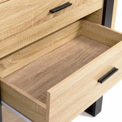 IDMarket Commode 3 tiroirs design bois et pieds noir* Meubles Tiroirs|Collection Design