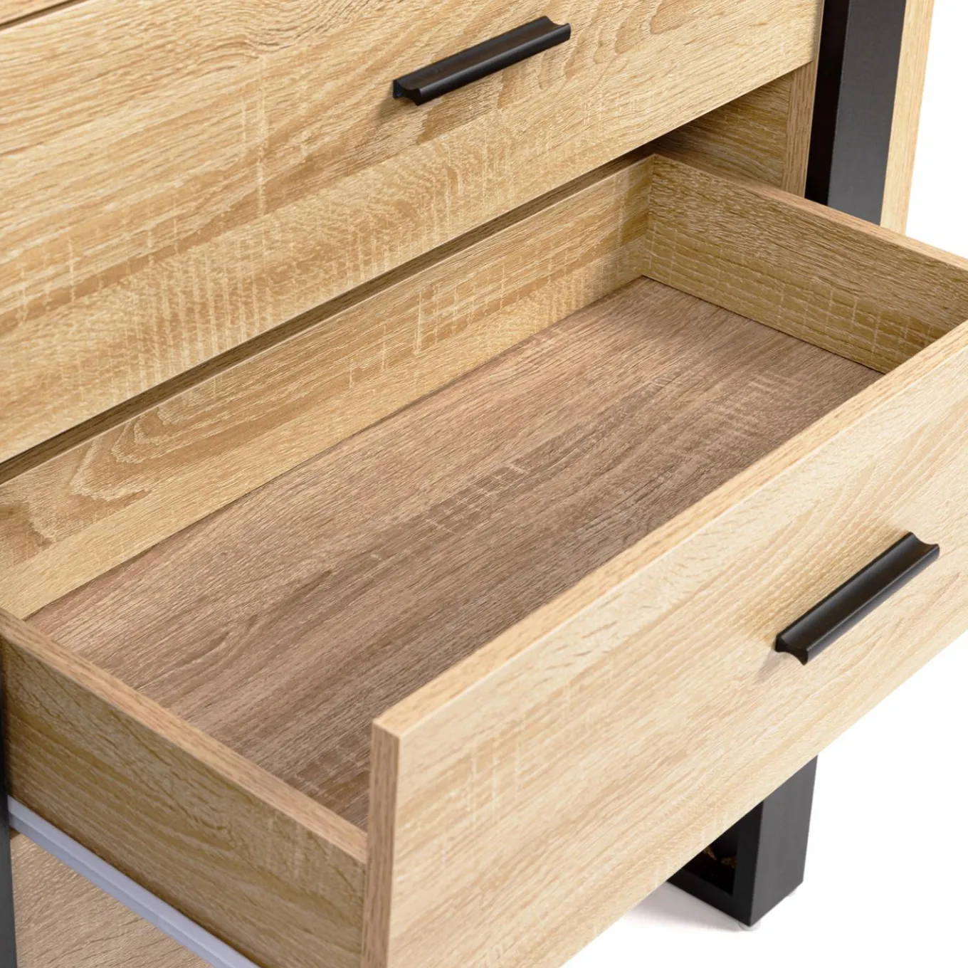 IDMarket Commode 3 tiroirs design bois et pieds noir* Meubles Tiroirs|Collection Design