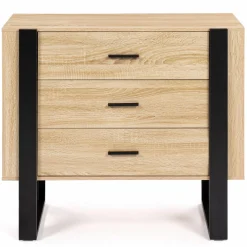 IDMarket Commode 3 tiroirs design bois et pieds noir* Meubles Tiroirs|Collection Design
