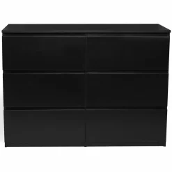 IDMarket Commode 6 tiroirs design bois noir* Meubles Tiroirs|Meubles Bas