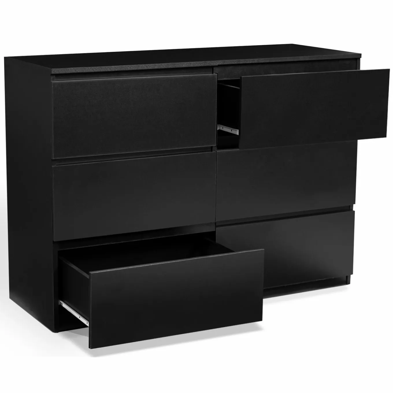 IDMarket Commode 6 tiroirs design bois noir* Meubles Tiroirs|Meubles Bas