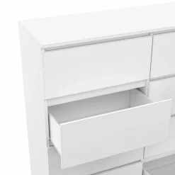 IDMarket Commode 8 tiroirs en bois blanc 110 cm* Meubles Tiroirs|Meubles Blancs