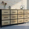 IDMarket Commode 12 tiroirs en tissu 140 cm design industriel* Commodes|Chambre Complète Adulte