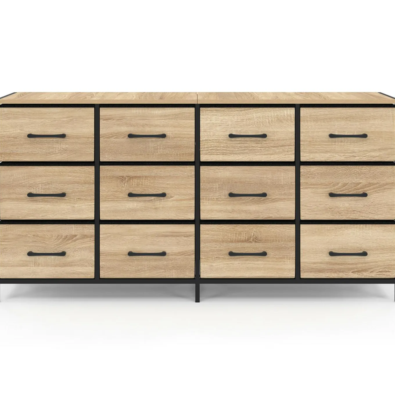 IDMarket Commode 12 tiroirs en tissu 140 cm design industriel* Commodes|Chambre Complète Adulte