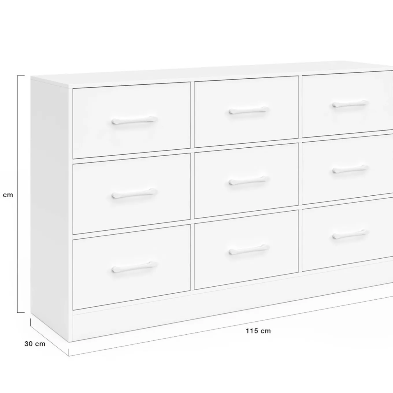 IDMarket Commode 9 tiroirs en tissu 113 cm meuble de rangement bois blanc* Collection Contemporaine|Commodes