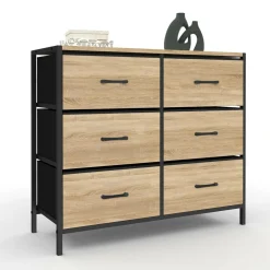 IDMarket Commode 6 tiroirs en tissu industrielle* Meubles Tiroirs|Meubles Bas