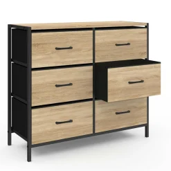 IDMarket Commode 6 tiroirs en tissu industrielle* Meubles Tiroirs|Meubles Bas