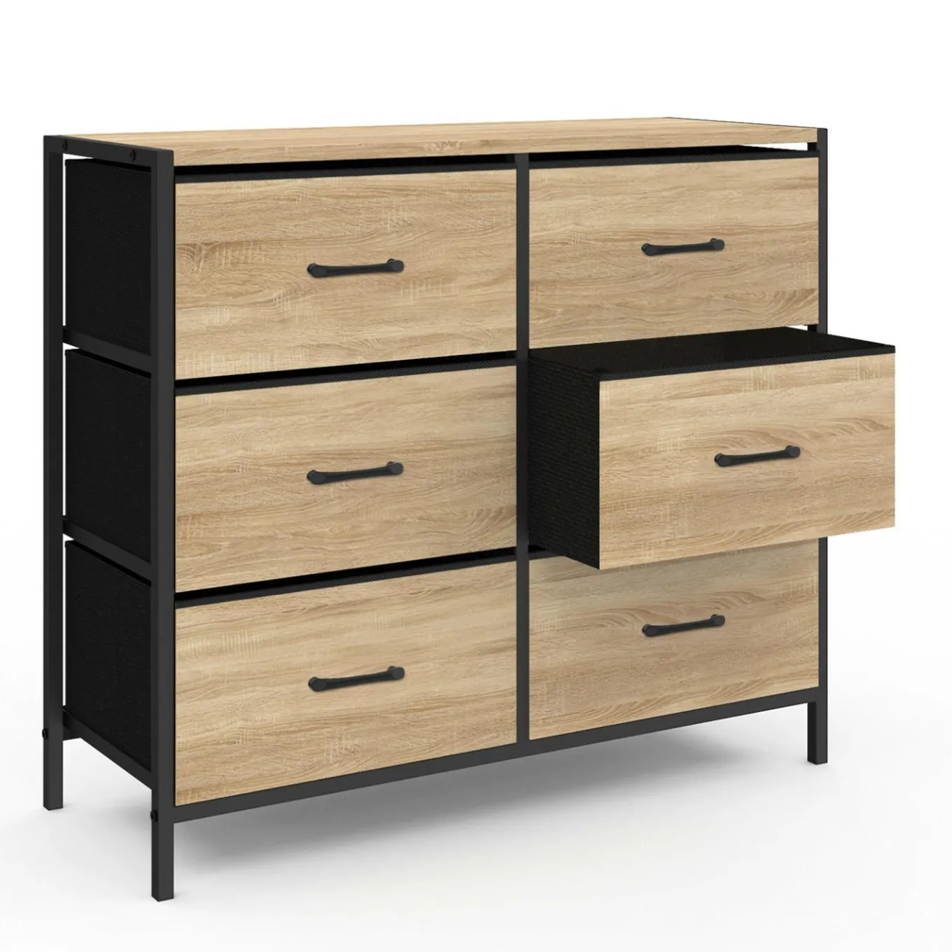 IDMarket Commode 6 tiroirs en tissu industrielle* Meubles Tiroirs|Meubles Bas