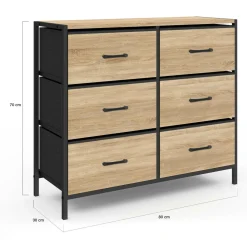 IDMarket Commode 6 tiroirs en tissu industrielle* Meubles Tiroirs|Meubles Bas