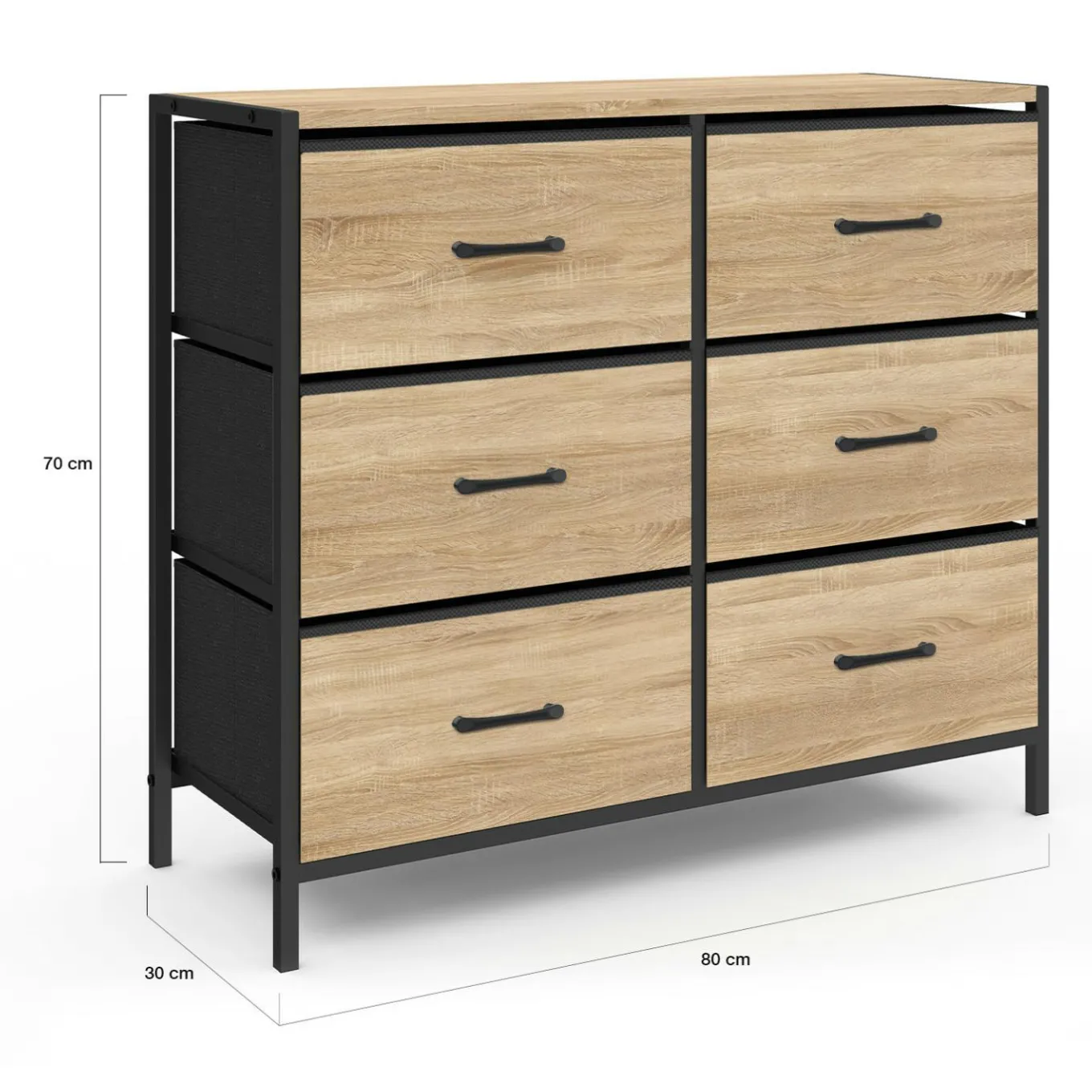 IDMarket Commode 6 tiroirs en tissu industrielle* Meubles Tiroirs|Meubles Bas