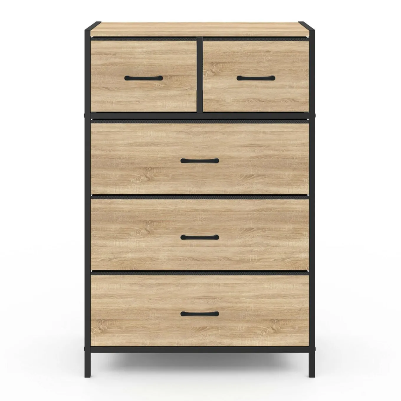 IDMarket Commode 5 tiroirs en tissu industrielle* Meubles Tiroirs|Collection Industrielle