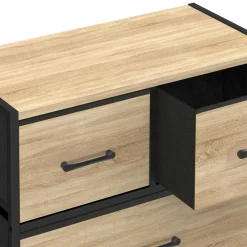 IDMarket Commode 5 tiroirs en tissu industrielle* Meubles Tiroirs|Collection Industrielle