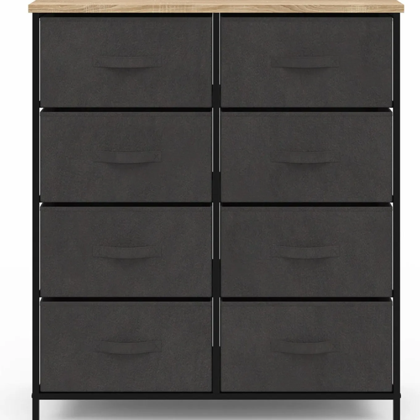 IDMarket Commode 8 tiroirs en tissu gris anthracite et plateau effet bois* Meubles Tiroirs|Meubles Bas