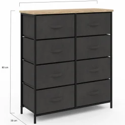 IDMarket Commode 8 tiroirs en tissu gris anthracite et plateau effet bois* Meubles Tiroirs|Meubles Bas