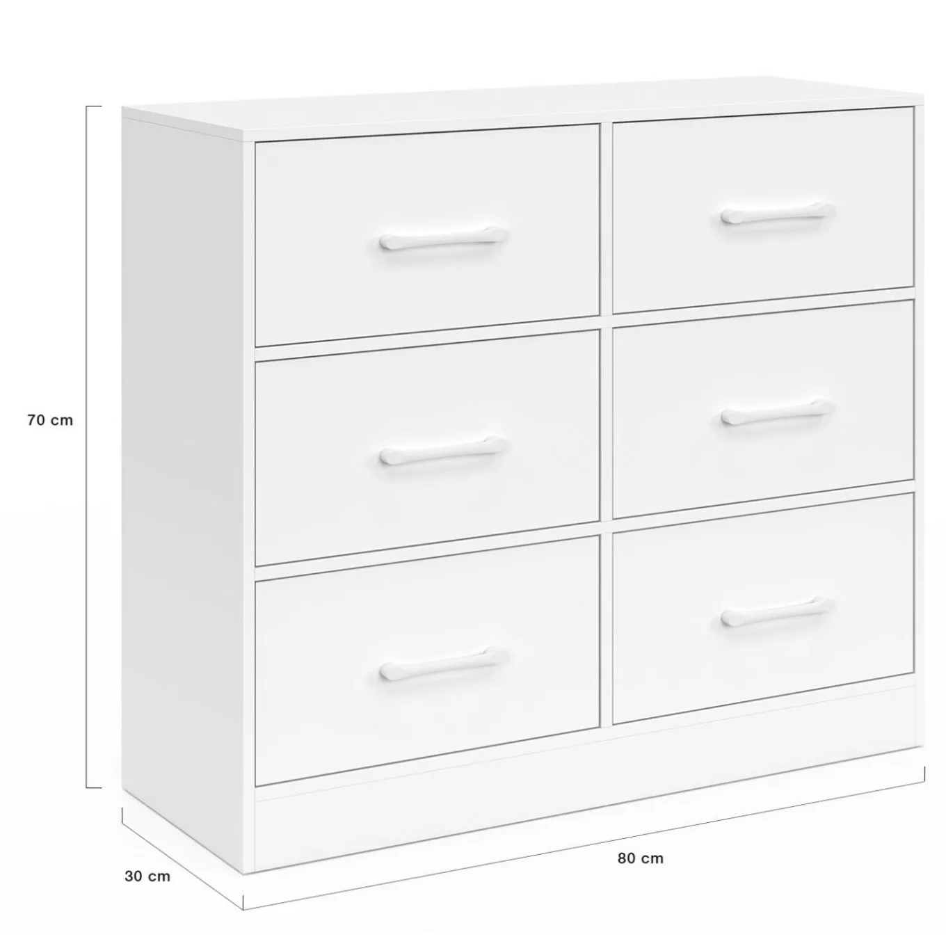 IDMarket Commode 6 tiroirs en tissu 80 cm meuble de rangement bois blanc* Collection Contemporaine|Commodes