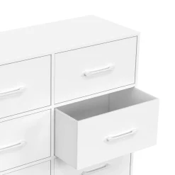 IDMarket Commode 6 tiroirs en tissu 80 cm meuble de rangement bois blanc* Collection Contemporaine|Commodes