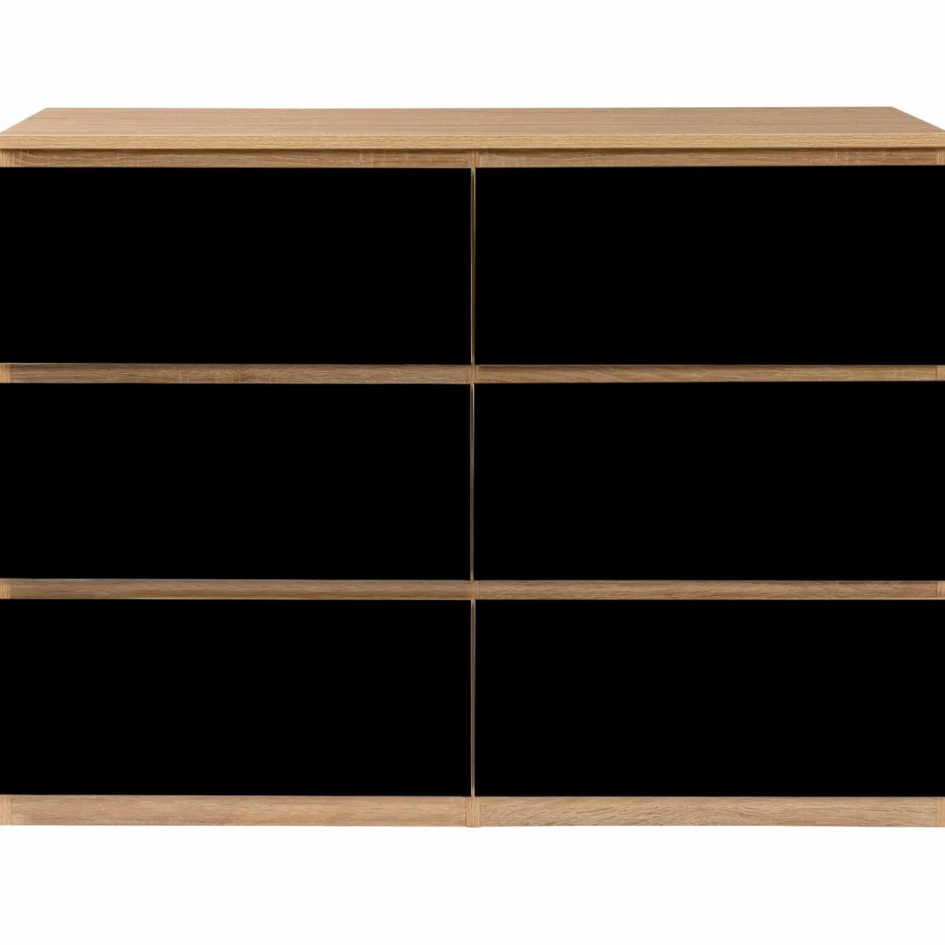 IDMarket Commode 6 tiroirs noire et bois façon hêtre 110x80cm* Meubles Tiroirs|Collection Design