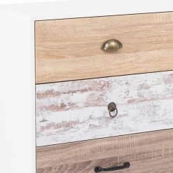 IDMarket Commode blanche 6 tiroirs effet bois vieilli* Meubles Tiroirs|Collection Scandinave