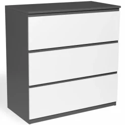 IDMarket Commode blanche et grise 3 tiroirs* Meubles Tiroirs|Collection Design