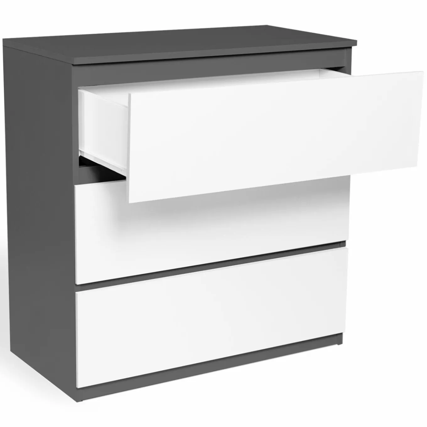 IDMarket Commode blanche et grise 3 tiroirs* Meubles Tiroirs|Collection Design