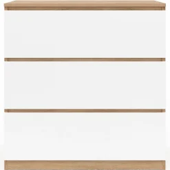 IDMarket Commode bois façon hêtre et blanc 3 tiroirs 78 cm* Meubles En Bois|Collection Agencement Magasin