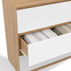 IDMarket Commode bois façon hêtre et blanc 3 tiroirs 78 cm* Meubles En Bois|Collection Agencement Magasin