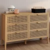 IDMarket Commode cannage coloris bois avec 6 tiroirs* Meubles Tiroirs|Meubles Bas