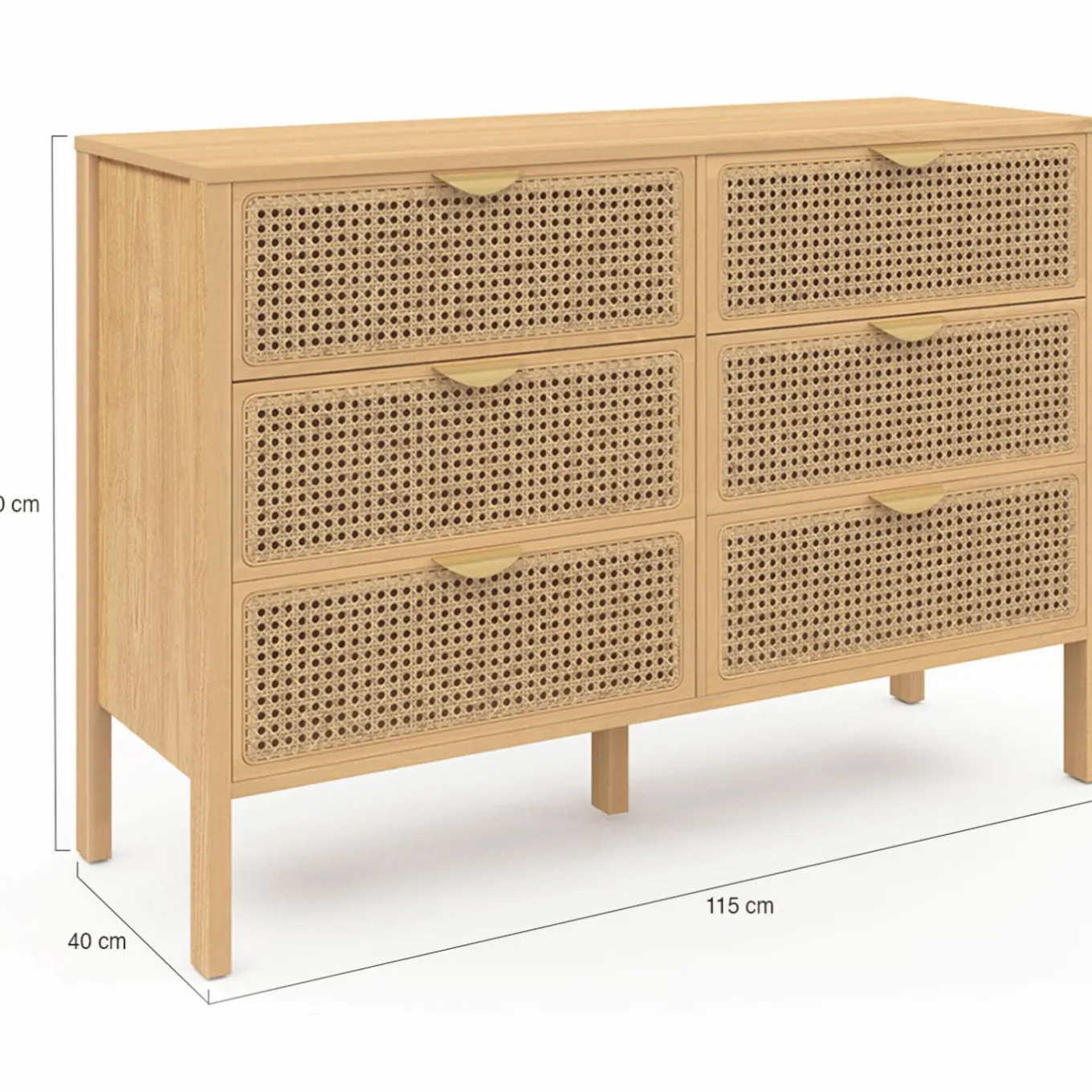 IDMarket Commode cannage coloris bois avec 6 tiroirs* Meubles Tiroirs|Meubles Bas