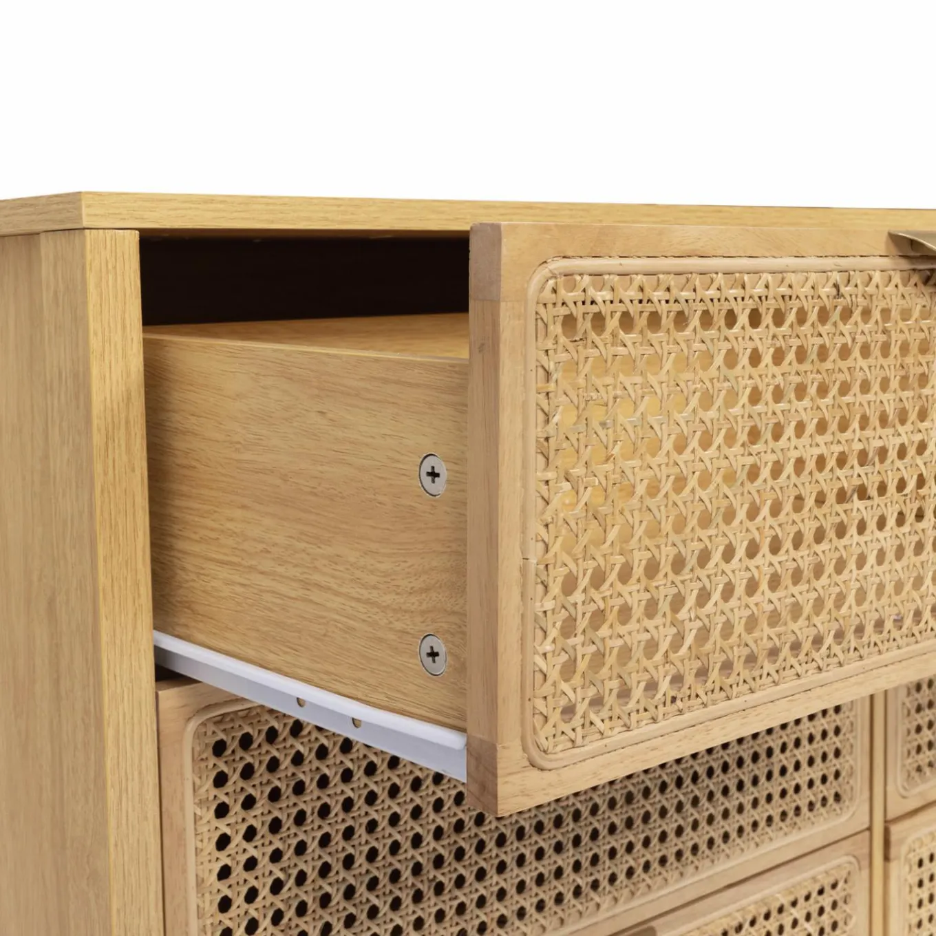 IDMarket Commode cannage coloris bois avec 6 tiroirs* Meubles Tiroirs|Meubles Bas