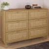 IDMarket Commode cannage effet naturel avec 6 tiroirs* Meubles Tiroirs|Meubles Bas