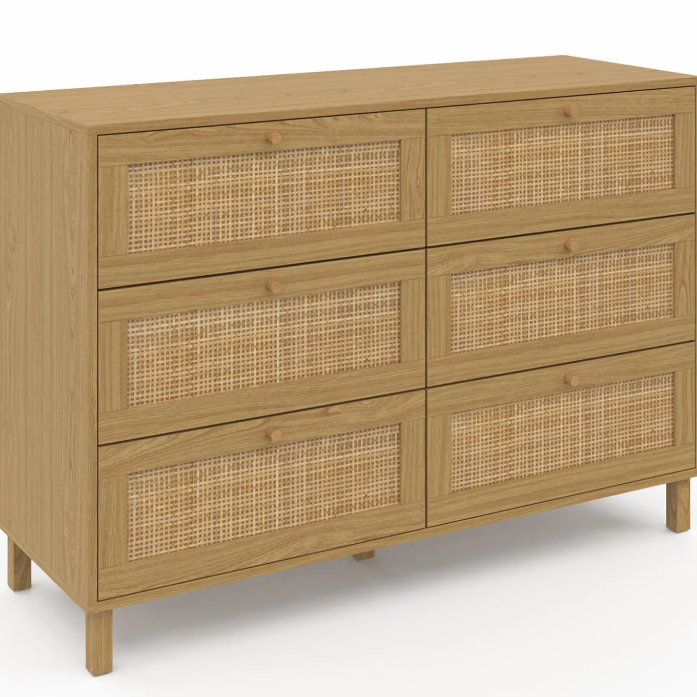 IDMarket Commode cannage effet naturel avec 6 tiroirs* Meubles Tiroirs|Meubles Bas