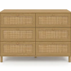 IDMarket Commode cannage effet naturel avec 6 tiroirs* Meubles Tiroirs|Meubles Bas
