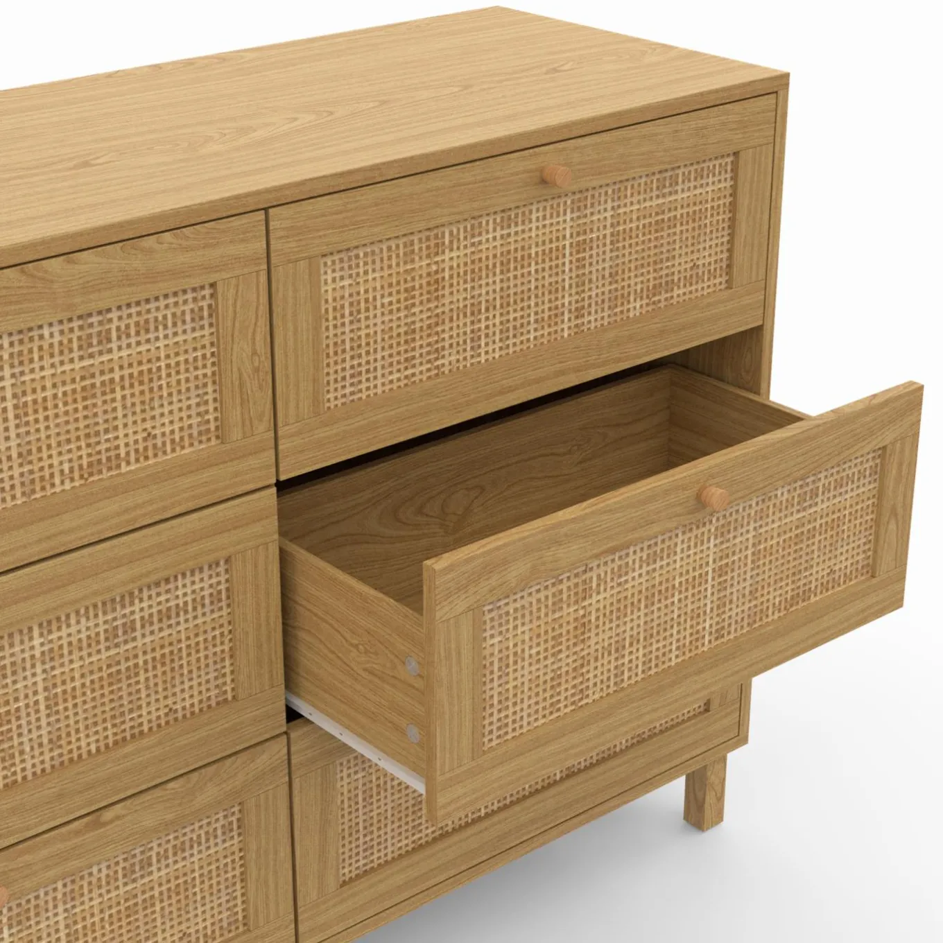 IDMarket Commode cannage effet naturel avec 6 tiroirs* Meubles Tiroirs|Meubles Bas
