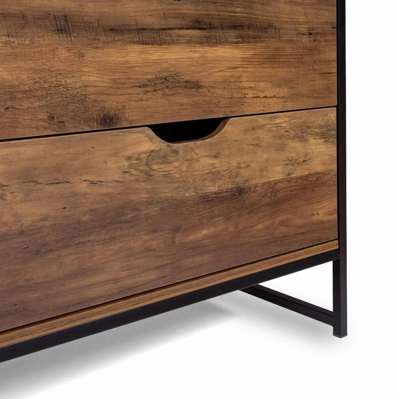 IDMarket Commode design industriel 6 tiroirs bois foncé* Meubles Tiroirs|Meubles Bas