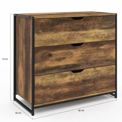 IDMarket Commode design industriel 3 tiroirs avec étagère* Meubles Tiroirs|Meubles Bas