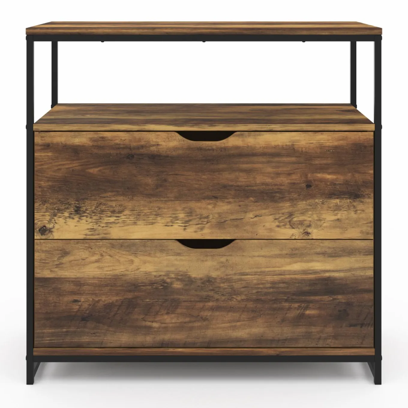IDMarket Commode design industriel 2 tiroirs avec étagère* Meubles Tiroirs|Meubles Bas