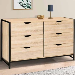 IDMarket Commode design industriel 6 tiroirs 140 cm* Meubles Tiroirs|Meubles Bas