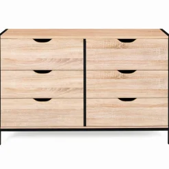 IDMarket Commode design industriel 6 tiroirs 140 cm* Meubles Tiroirs|Meubles Bas