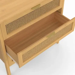 IDMarket Commode en bois 3 tiroirs cannage 80 cm* Meubles Tiroirs|Meubles Bas