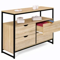 IDMarket Commode industrielle 4 tiroirs et étagère* Meubles Tiroirs|Meubles Bas