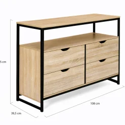 IDMarket Commode industrielle 4 tiroirs et étagère* Meubles Tiroirs|Meubles Bas