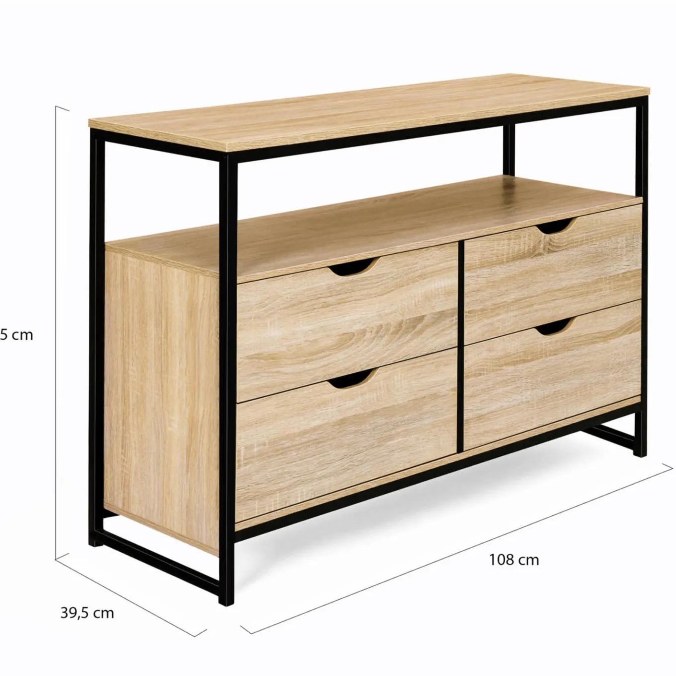 IDMarket Commode industrielle 4 tiroirs et étagère* Meubles Tiroirs|Meubles Bas